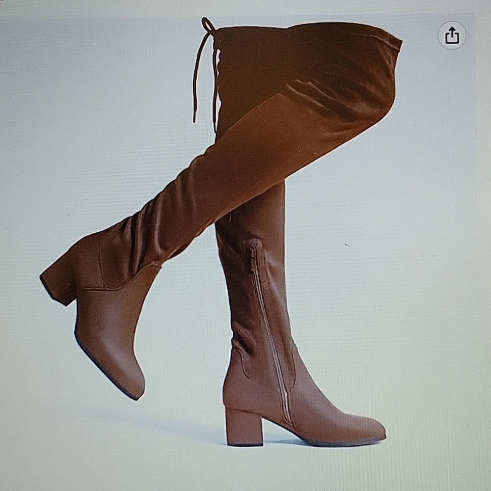 Dream Pairs Laurence brown suede over the knee boots chunky heel stretch 7 NEW…
